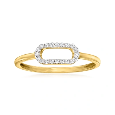 Rs Pure Ross-simons Diamond Paper Clip Link Ring In 14kt Yellow Gold