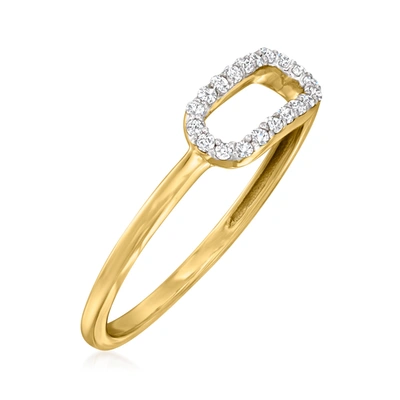 Rs Pure Ross-simons Diamond Paper Clip Link Ring In 14kt Yellow Gold
