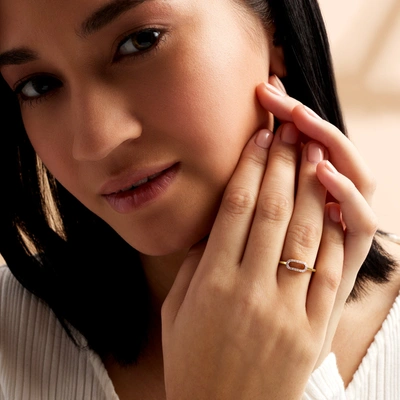 Rs Pure Ross-simons Diamond Paper Clip Link Ring In 14kt Yellow Gold