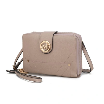 Mkf Collection By Mia K Sage Cell-phone - Wallet Crossbody Bag With Optional Wristlet In Beige