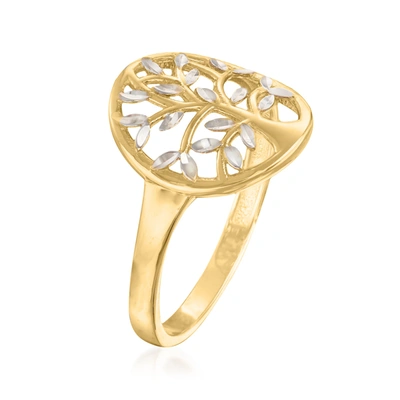 Ross-simons 14kt 2-tone Gold Cut-out Tree Of Life Ring In Gold