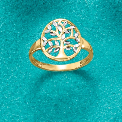 Ross-simons 14kt 2-tone Gold Cut-out Tree Of Life Ring In Gold