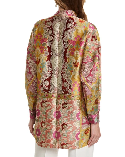Shop Etro Jacquard Silk-blend Top Coat In Multi