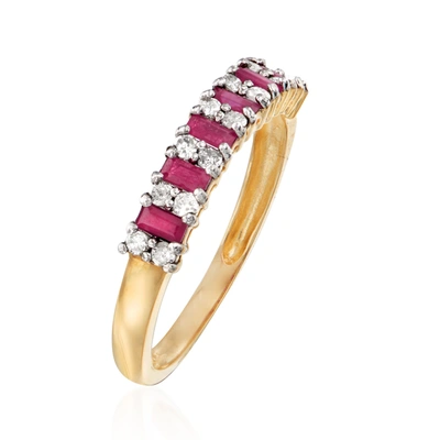 Shop Ross-simons Ruby And . Diamond Ring In 14kt Yellow Gold In Multi