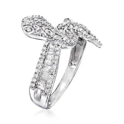 Ross-simons Diamond Snake Ring In 14kt White Gold In Silver