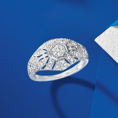 Ross-simons Diamond Vintage-inspired Milgrain Ring In Sterling Silver In Silver