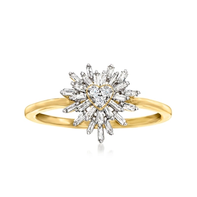 Shop Canaria Fine Jewelry Canaria Diamond Heart Burst Ring In 10kt Yellow Gold In Silver