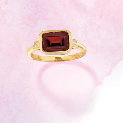Ross-simons Garnet Ring In 14kt Yellow Gold In Red