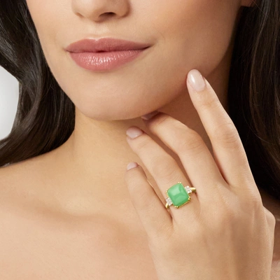 Shop Canaria Fine Jewelry Canaria Jade Ring With Diamond Accents In 10kt Yellow Gold In Green