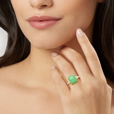 Canaria Fine Jewelry Canaria Jade Ring With Diamond Accents In 10kt Yellow Gold In Green