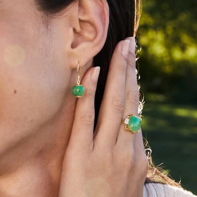 Canaria Fine Jewelry Canaria Jade Ring With Diamond Accents In 10kt Yellow Gold In Green