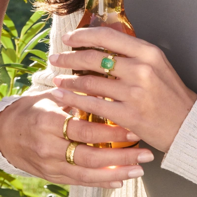 Canaria Fine Jewelry Canaria Jade Ring With Diamond Accents In 10kt Yellow Gold In Green