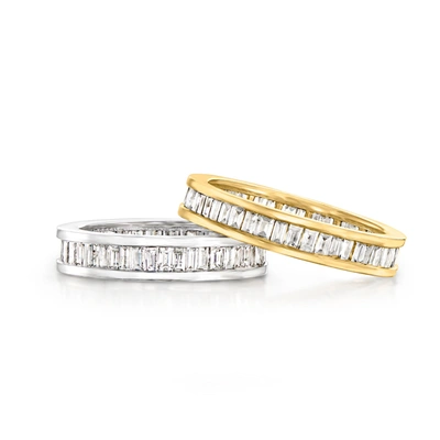 Shop Ross-simons Channel-set Baguette Diamond Eternity Band In 14kt Yellow Gold In Silver