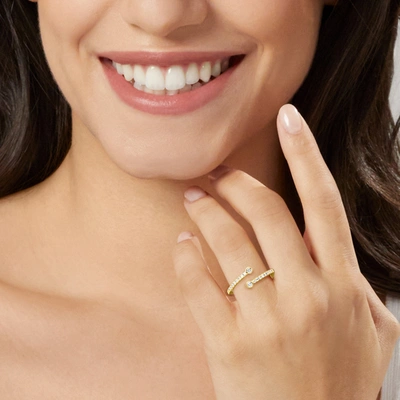 Canaria Fine Jewelry Canaria Bezel-set Diamond Bypass Ring In 10kt Yellow Gold In Silver