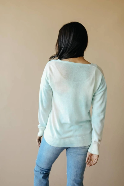 Shop Davi & Dani Heavenly Sweater In Pale Peach & Aqua In Blue