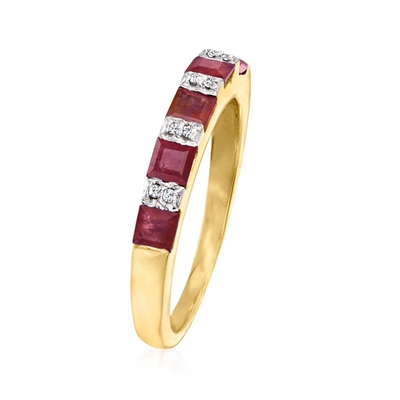 Ross-simons Ruby Ring With Diamond Accents In 18kt Gold Over Sterling In Multi