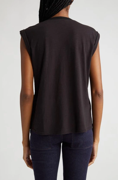 Shop Cinq À Sept Bella Crystal Embellished Cotton Muscle T-shirt In Black