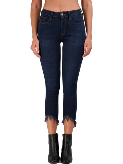 Shop Just Usa Womens High Rise Frayed Hem Skinny Jeans In Blue
