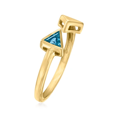 Shop Canaria Fine Jewelry Canaria London Blue Topaz Open-space Arrow Ring In 10kt Yellow Gold