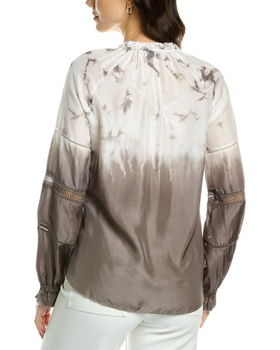 Shop Go By Go Silk Go> By Gosilk Attention To Detail Silk Peasant Top In Grey