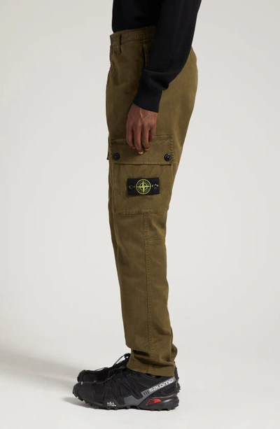 Shop Stone Island Stretch Cotton Cargo Pants In Olive