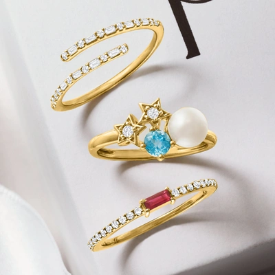 Rs Pure Ross-simons Diamond Bypass Ring In 14kt Yellow Gold In Gold