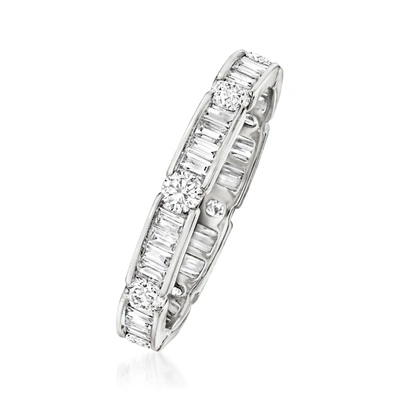 Ross-simons Baguette And Round Diamond Eternity Band In 14kt White Gold In Silver