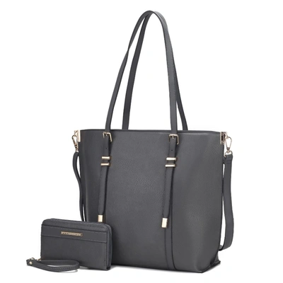 Mkf Collection By Mia K Emery Vegan Leather Women's Tote Bag With Wallet - 2 Pieces In Grey