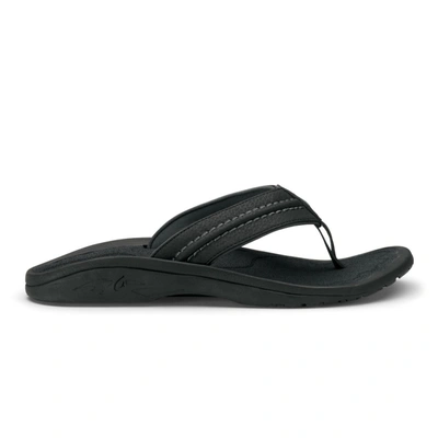 Shop Olukai Men's Hokua Beach Sandals In Black / Dark Shadow