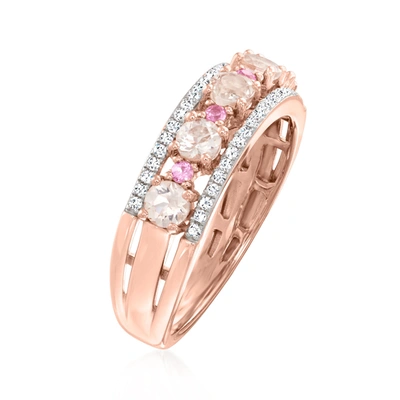 Ross-simons Morganite Ring With Diamonds And Pink Sapphires In 18kt Rose Gold Over Sterling In Gold