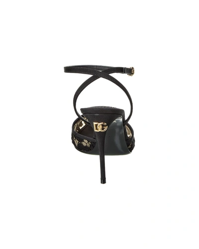 Shop Dolce & Gabbana Dg Logo Lace Slingback Pump In Black