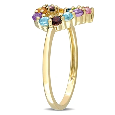 Mimi & Max 3/4 Ct Tgw Multi-color Gemstones Open Heart Ring In 10k Yellow Gold In Blue