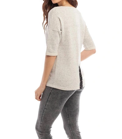 French Kyss Brooke Side Tie Pullover In Stone Multi In Beige
