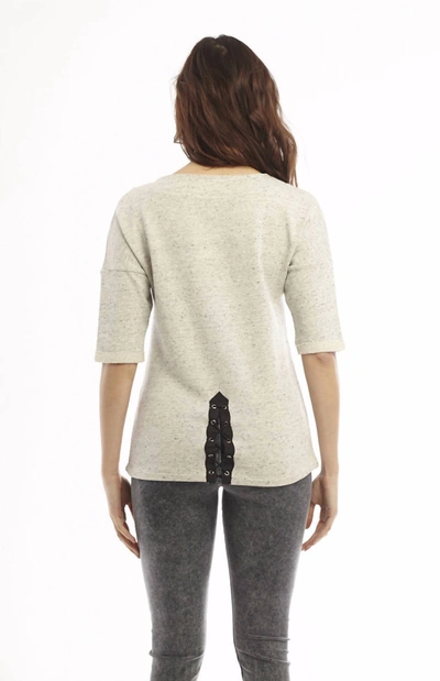 French Kyss Brooke Side Tie Pullover In Stone Multi In Beige