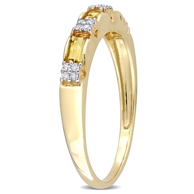 Mimi & Max 3/8 Ct Tgw Citrine And Diamond Accent Eternity Ring In 10k Yellow Gold In Silver