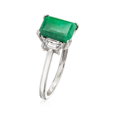 Shop Ross-simons Emerald Ring With . White Topaz In Sterling Silver In Green