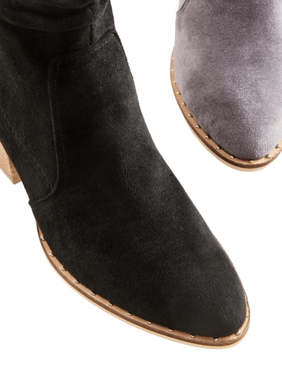 Shop Charlie Paige Sueded Slouch Booties In Gray In Grey