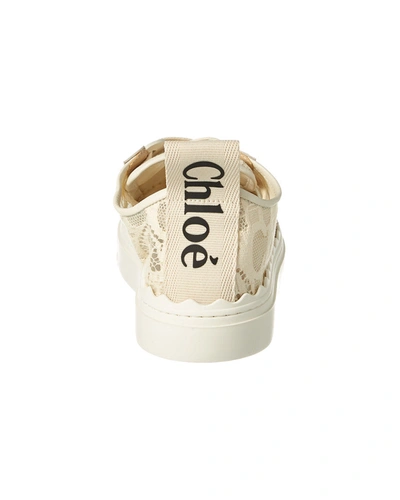 Shop Chloé Chloe Lauren Lace & Leather Sneaker In White