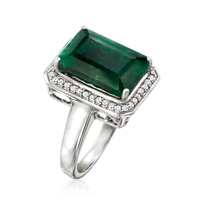 Ross-simons Emerald And . Diamond Ring In Sterling Silver In Silver