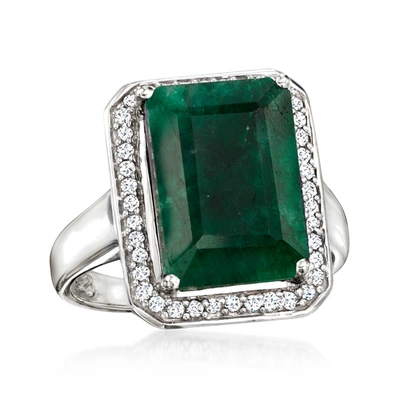 Ross-simons Emerald And . Diamond Ring In Sterling Silver In Silver