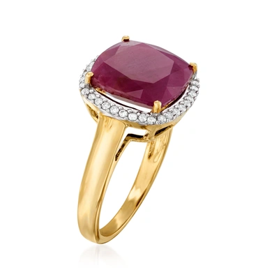 Ross-simons Ruby And . Diamond Ring In 14kt Yellow Gold In Red
