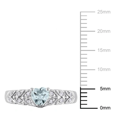 Mimi & Max 1/3ct Tgw Aquamarine And Diamond Accent Vintage Heart Ring In Sterling Silver In Blue