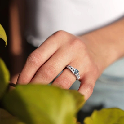Mimi & Max 1/3ct Tgw Aquamarine And Diamond Accent Vintage Heart Ring In Sterling Silver In Blue