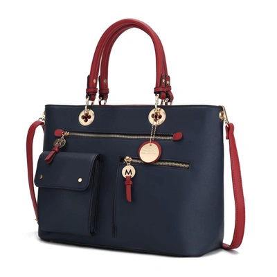 Mkf Collection By Mia K Julia Multi-pocket Satchel Handbag In Blue
