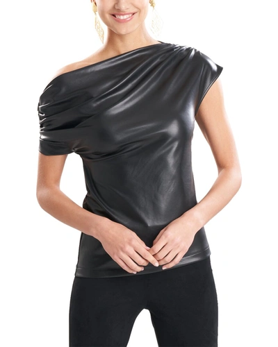 Shop Natori Asymmetrical Drape Top In Black