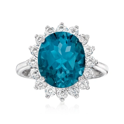 Ross-simons London Blue Topaz And White Topaz Ring In Sterling Silver
