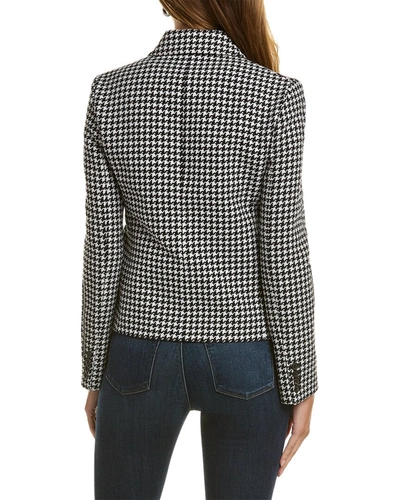 Shop Michael Kors Collection Dogtooth Wool Cropped Jacket In Black