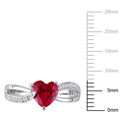 Mimi & Max 1 5/8ct Tgw Created Ruby And Diamond Heart Crossover Ring In Sterling Silver In Red
