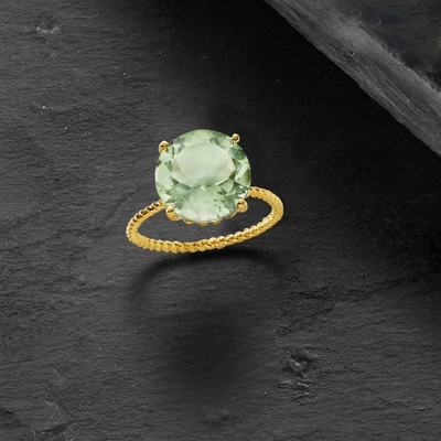 Ross-simons Prasiolite Twist Rope Ring In 14kt Yellow Gold In Green