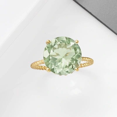 Ross-simons Prasiolite Twist Rope Ring In 14kt Yellow Gold In Green